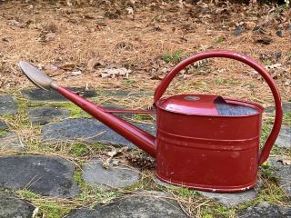 Rare Vintage Haws Red Enamel Large Outdoor Watering Can With No 2&3 Spout