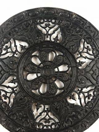 Antique 2 Piece Cast Iron 16” Round Ornate Victorian Era Stove Pipe Grate Cover 3