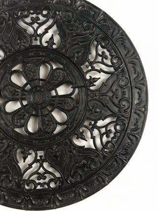 Antique 2 Piece Cast Iron 16” Round Ornate Victorian Era Stove Pipe Grate Cover 4