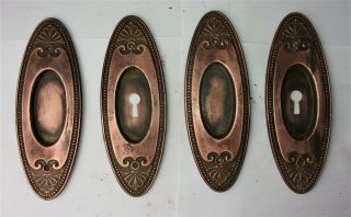 4 Antique Vintage Victorian Ornate Oval Pocket Door Pull / Handle Reclaimed