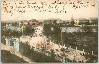 1906 Postally - Shanghai,  China Postcard " This Is The Bund " Bird 