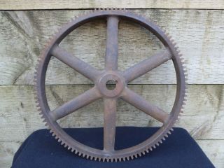 Large Vintage Antique Industrial Cast Iron Cog Gear Wheel Steampunk Garden 2