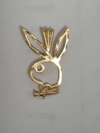 14k Yellow Gold Playboy Bunny Necklace Pendant Vintage