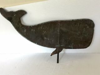 Vintage Copper Whale Weathervane Topper - 25” Long