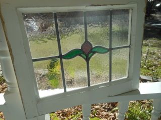 V - 9 - 251a Lovely Older Multi - Color English Leaded Stain Glass Window 21 X 17 1/4