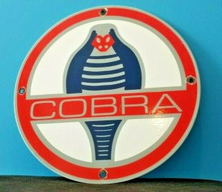Vintage Ford Motor Co Porcelain Cobra Sales Service Gas Automobile Old Car Sign