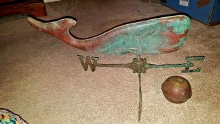 Vintage Copper Whale Weathervane Parts From Us East Coast Estate Find