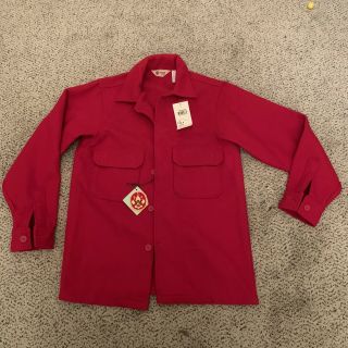 Nos Vintage Boy Scout Bsa Red Wool Coat Official Jacket 1970s Size 38