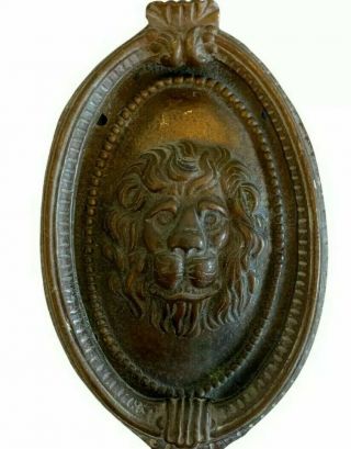 Vintage Antique Brass Large & Heavy Lion Head Door Knocker 6 Inches Tall