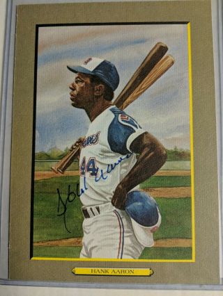 Vintage Hank Aaron Autograph Signed Perez Steele Card Braves 5000 Jsa Rare