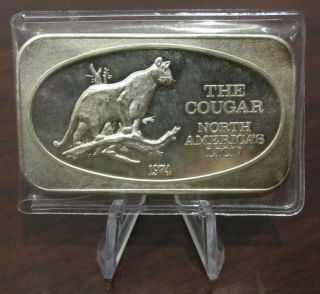 Vintage The Cougar North American Lion 1 Troy Oz.  999 Fine Silver Bar - Ussc