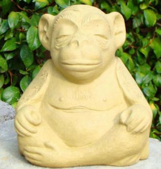 Medium Meditating Monkey Stone Garden Decor Buddha Hotei Amusing Statue (o/a)