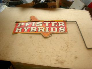 Vintage Antique Advertising 2 Sided Pfister Hybrids Corn Farm Seed Sign Metal