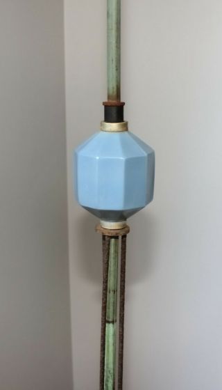 Antique 64 " Copper Barn Lightning Rod With Opaque D & S Blue Glass Ball