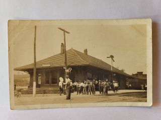 Ca1910 Rppc Clinton Tn Tennessee Southern Railroad Rr Train Station Postcard