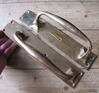Large Vintage Solid Brass Door Pull Handles 10.  25 "