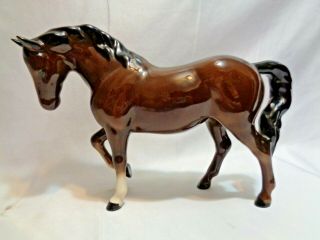 Orig Beswick England Brown Gloss Jogging Mare Horse Fore Leg Up Porcelain