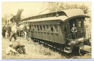 Real Photo Rppc Postcard O & W Railroad Train Wreck At Parker Sidney Ny 1913 14