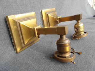 Antique Mission,  Arts And Crafts Style Brass Wall Sconces