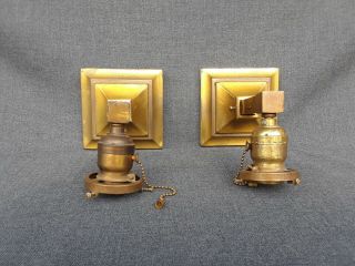 Antique Mission,  Arts and Crafts Style Brass Wall Sconces 2