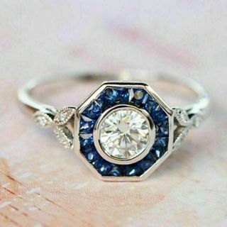 Vintage Victorian Edwardian Engagement Ring 14k White Gold Over 2.  12 Ct Diamond