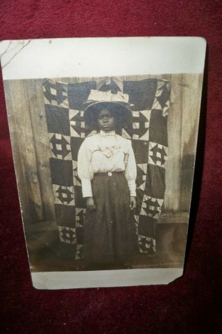 Rppc Antique African American Well Dressed Young Lady With Purse Under Her Arm
