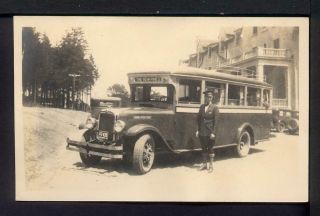 1929 Digby Nova Scotia Pines Bus Hotel Postcard Rppc G M Coach License Plate