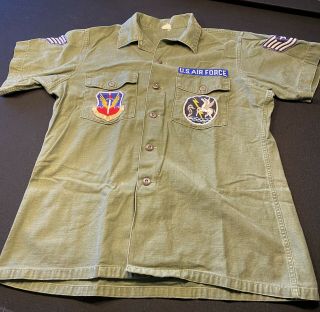 Vtg 70s Vietnam Og - 107 Us Air Force Utility Uniform Shirt - Size 17 1/2 X 34
