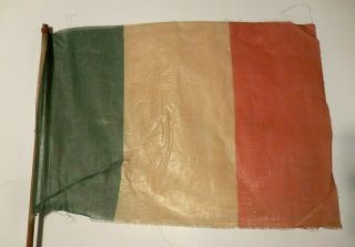 Vintage Early Ireland Gauze Parade Flag 11.  5 " X16.  5 " On 30 " Stick
