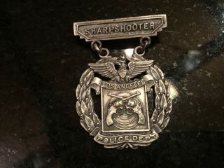 Vintage Los Angeles Police Department Sterling Silver Pistol Sharpshooter Pin