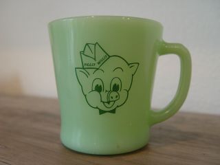 Vintage Jadite Fire - King Piggly Wiggly Grocery Store Advertising Coffee Mug