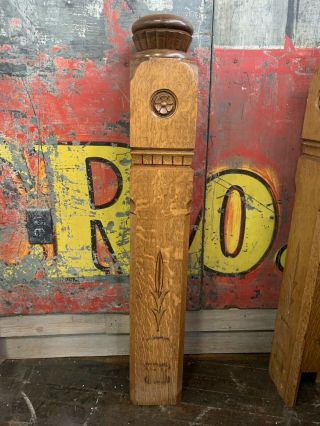 Antique Oak Newel Post Carved Fancy Architectural Salvage 2