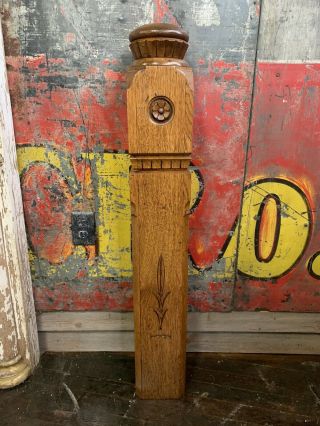 Antique Oak Newel Post Carved Fancy Architectural Salvage 2 4