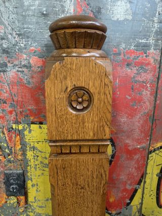 Antique Oak Newel Post Carved Fancy Architectural Salvage 2 6