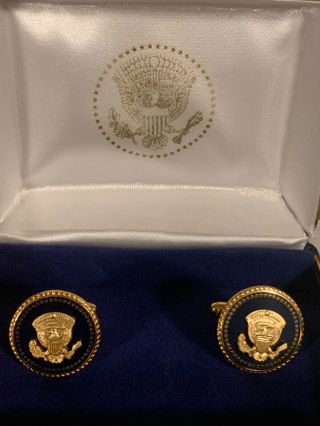Presidential Bill Clinton Cufflinks In Presidential Seal Case And Box