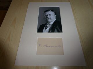 Theodore Roosevelt Mounted Photograph & Preprint Signed Autograph Card