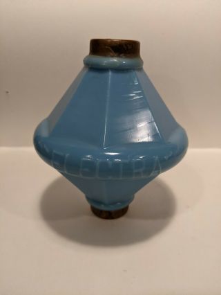 Antique " Electra Cone " Blue Milk Glass Lightning Rod Ball