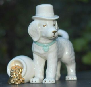 Irish Setter Lenox Shamrock Dog Figure Glossy Ivory Gold Gorgeous Figurine 5.  5 "