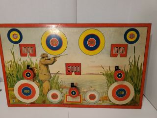 Vtg Antique Wyandotte Tin Litho Shooting Gallery Duck Hunting Scene Mancave Sign