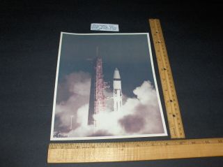 Vintage Nasa 1 - 22 - 68 Apollo Saturn As - 204 Rocket Launch Test A Kodak Color Photo