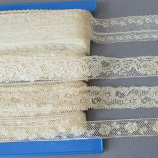Vintage French Lace Trims Valenciennes 3/4 " - 1 1/2 " Wide Dozens Of Yards Dolls