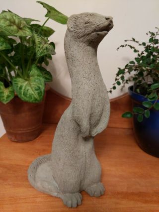 Hand Cast Solid Concrete 10 Inch Tall Ferret Standing Statue Cement 27