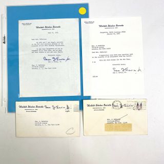 Two Letters North Carolina Senator Sam J Ervin Jr 1974 1975 Political Signed