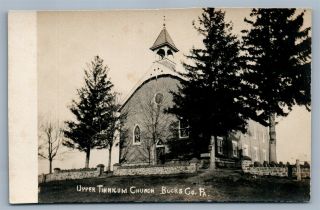 Upper Tinicum Church Bucks County Pa Antique Real Photo Postcard Rppc