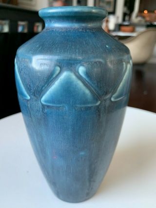 Vintage Rookwood Pottery Arts & Crafts Zigzag Design Vase 2439 Blue 1919 Xix