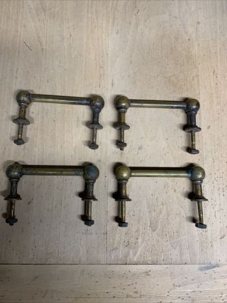 4 Vintage Solid Brass Door Pulls Handles