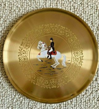 Spanish Riding School Lipizzaner Damascene Plate Metal Etched Enamel Horse