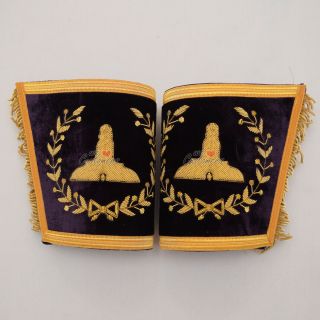 Hand Embroidery Masonic Grand Lodge Senior Warden Cuffs - Wlc