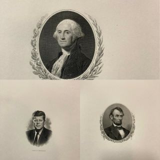 Kennedy,  Washington,  Lincoln President Portrait Bureau Of Engraving And Printing