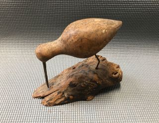Vintage Wood Carving Of A Hummingbird Bird On Wood Base